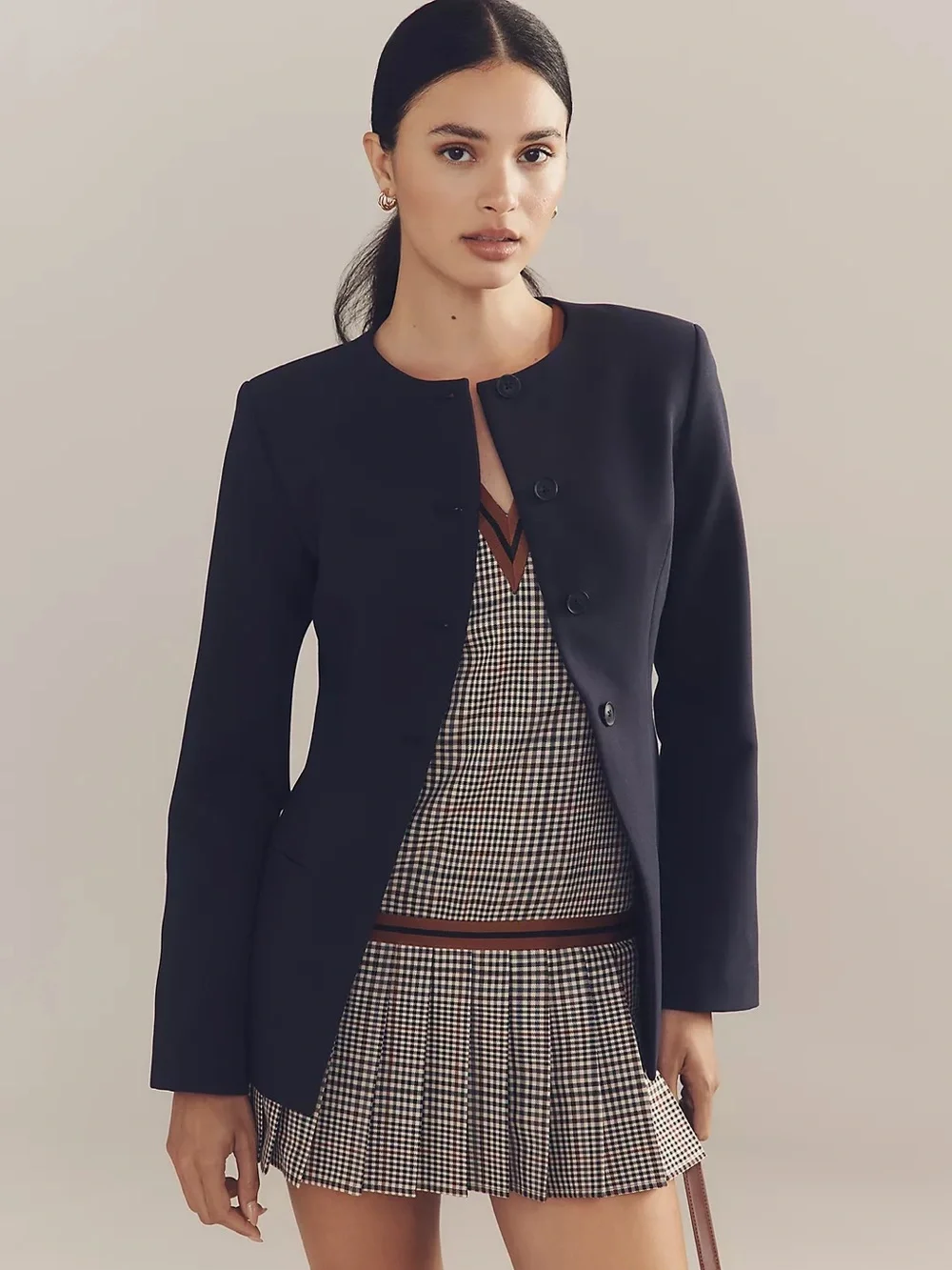 Aligne Daphne Waisted Blazer in Navy Blue